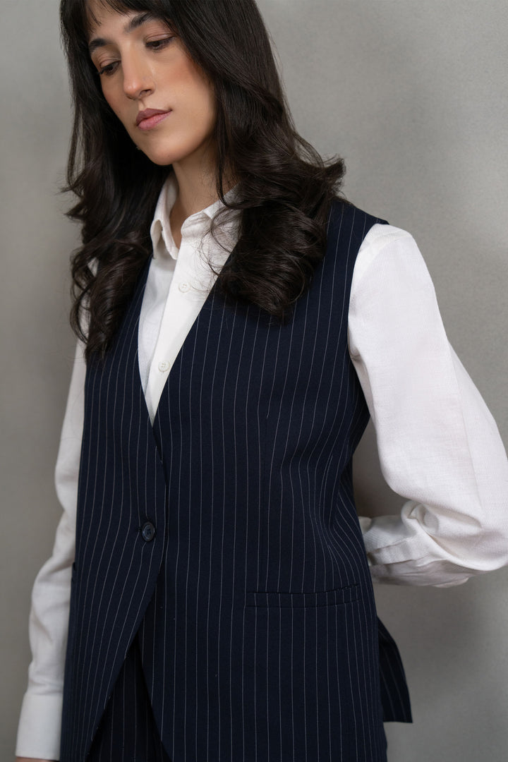 Tailored Navy Pinstripe Co-ord Set