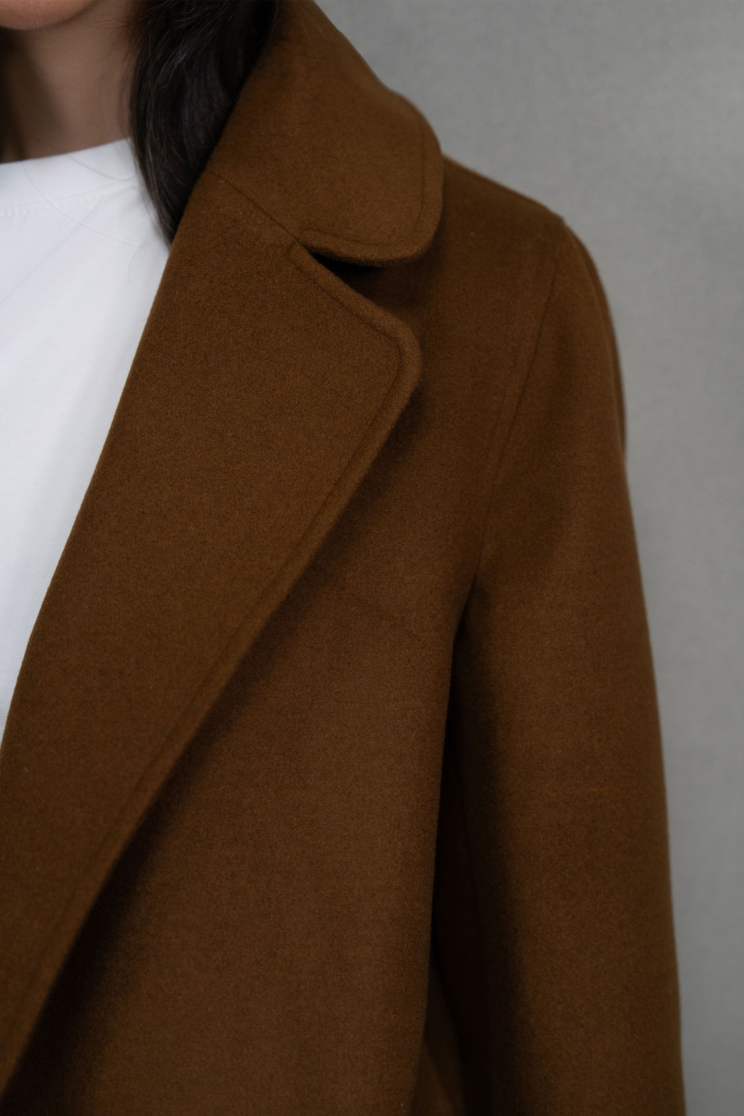 Brown Wool Coat with Belt
