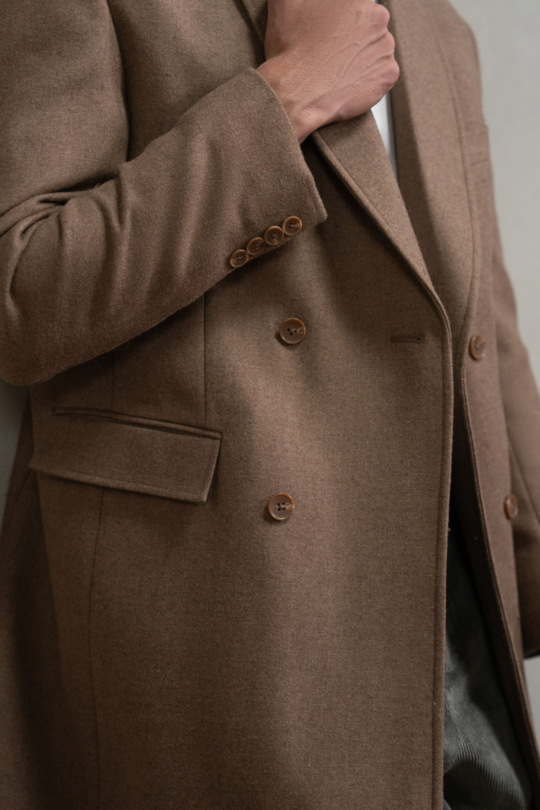 Brown Double Breasted Long Coat