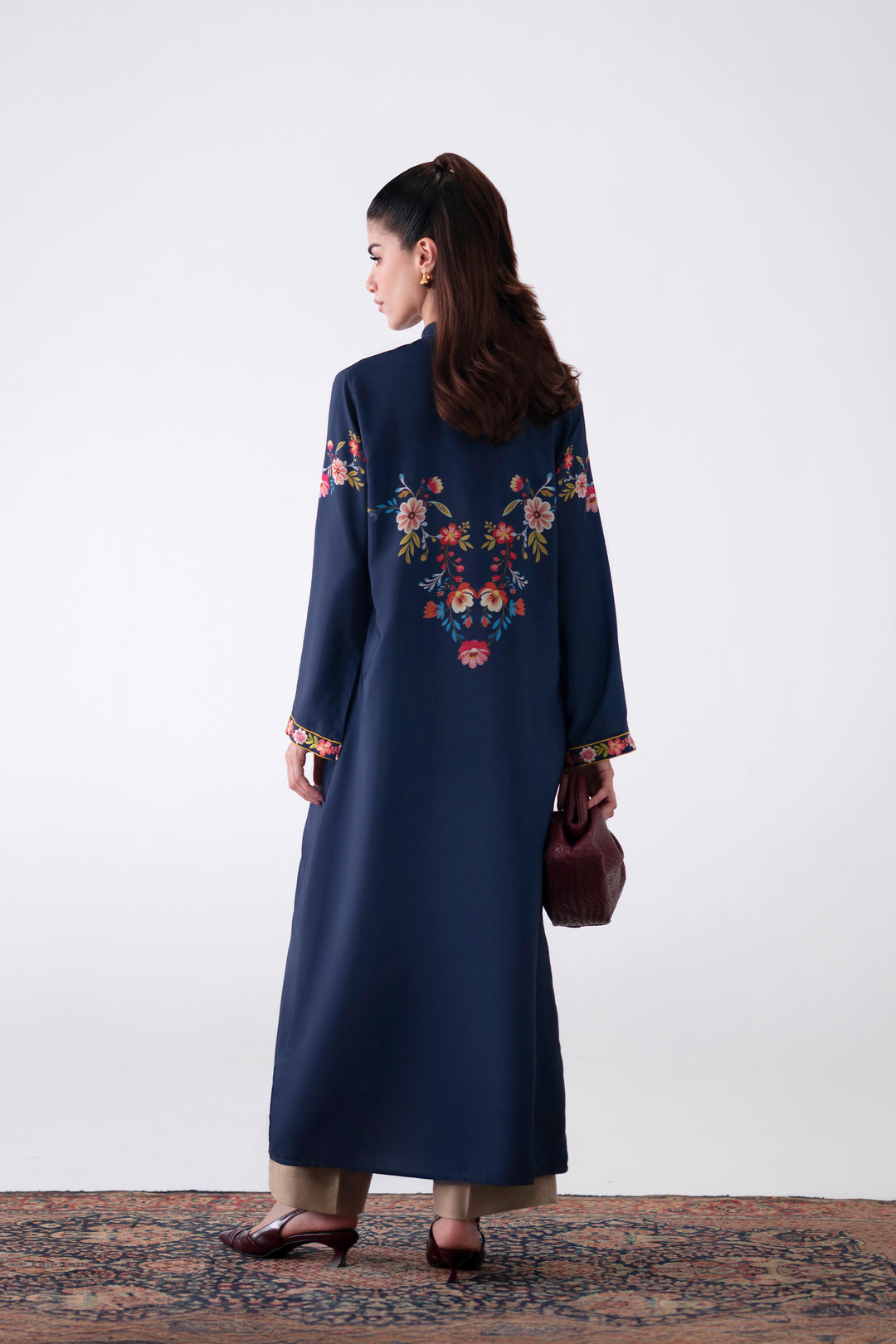 Navy Blue Embroidered Dress