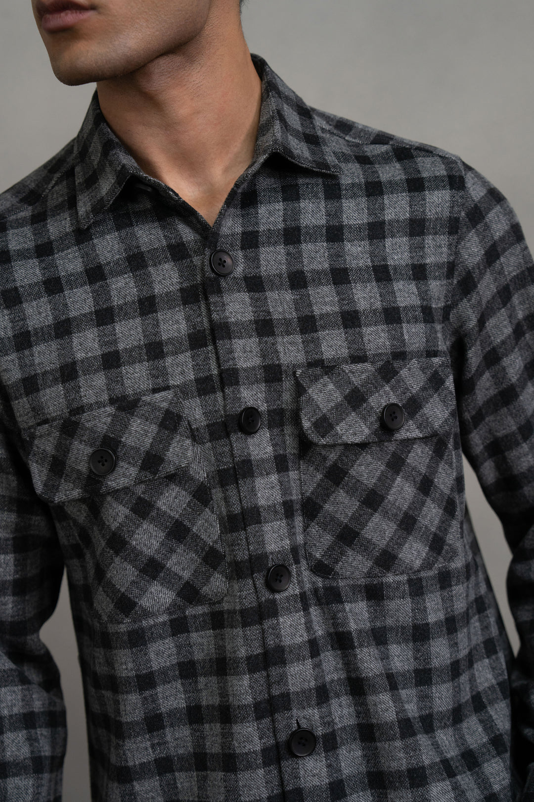 Black Check Wool Shirt
