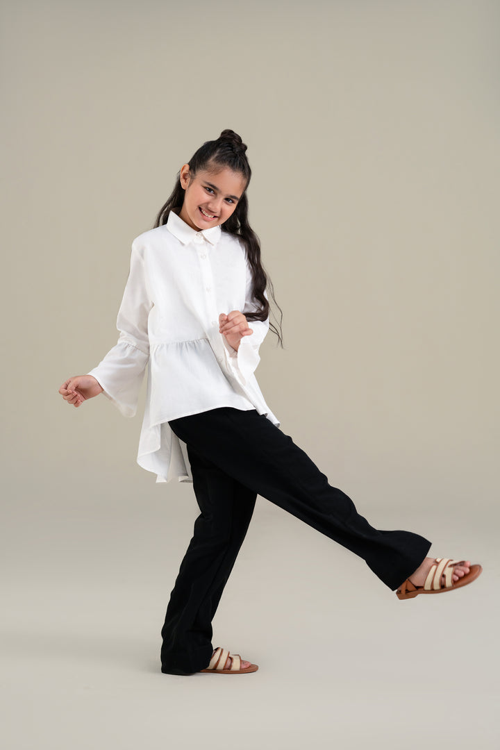 White Shirt with Ruffle Detail