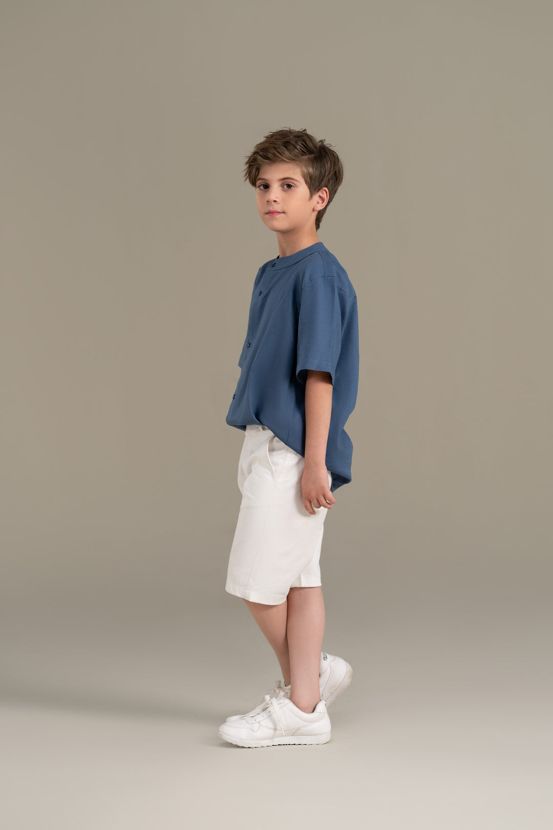 Blue Mandarin Collar Shirt
