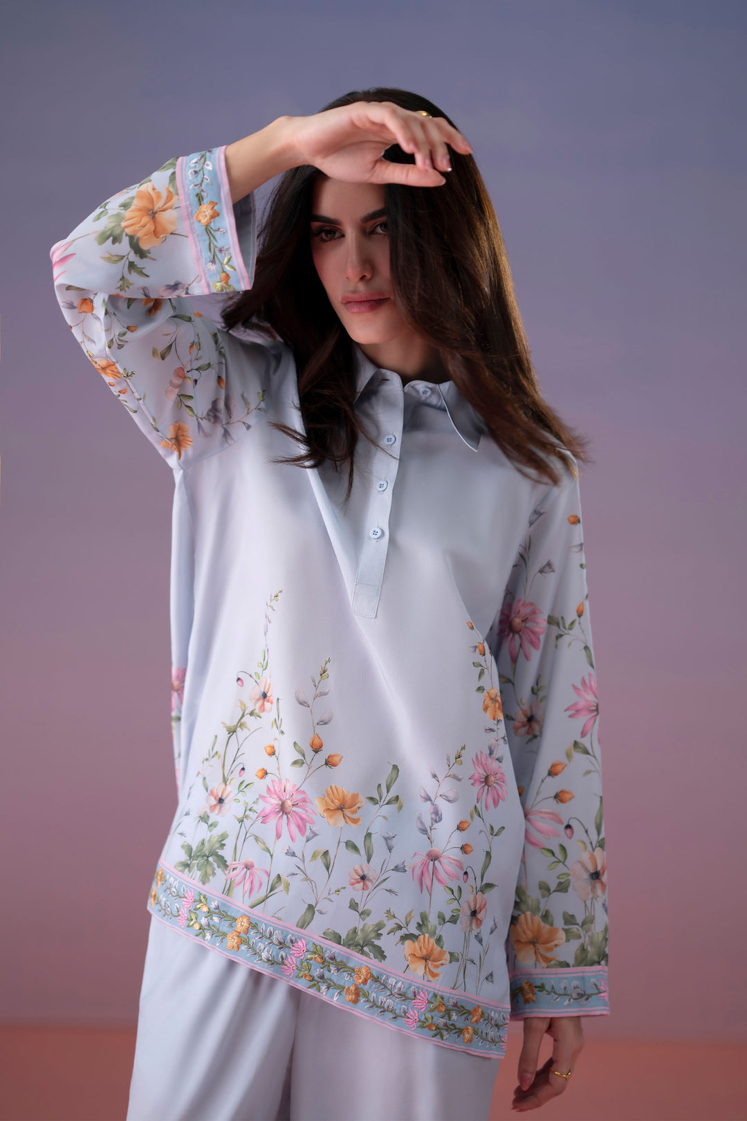 Sky Blue Embroidered Co-Ord