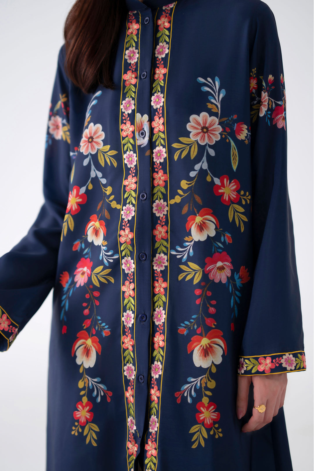 Navy Blue Embroidered Dress