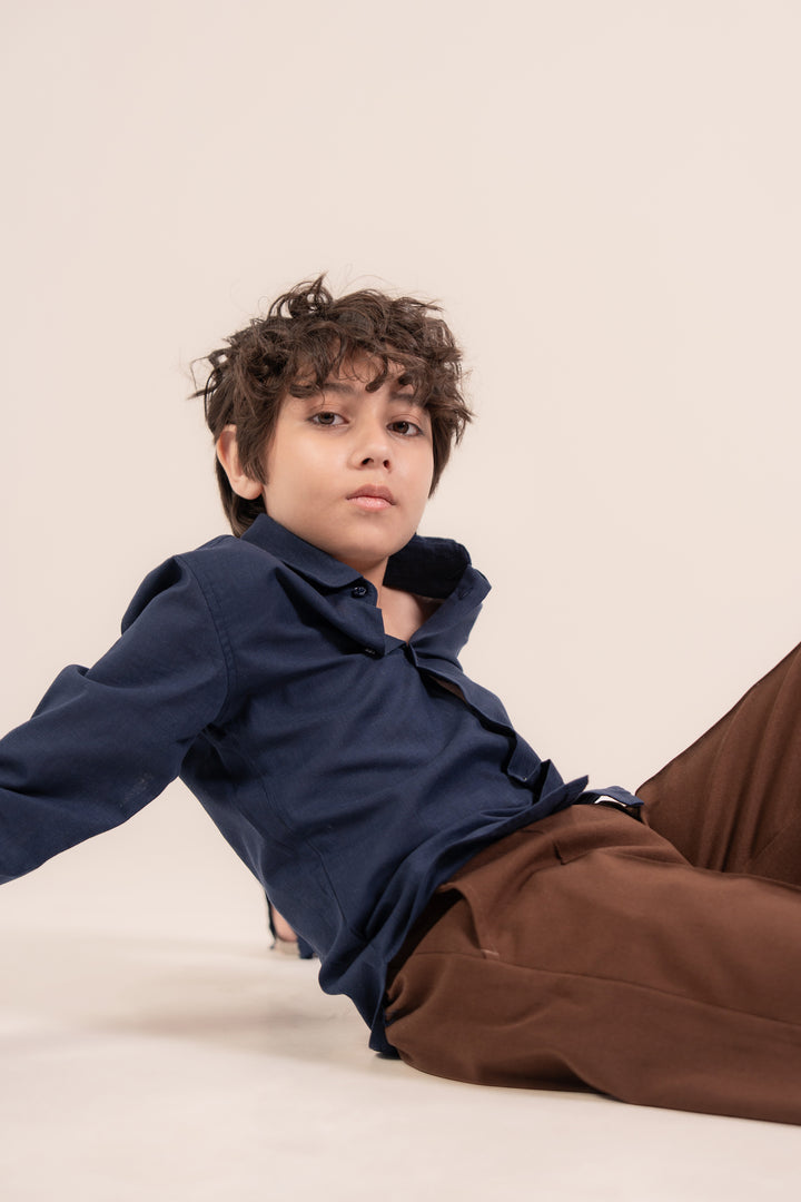 Navy Linen Shirt