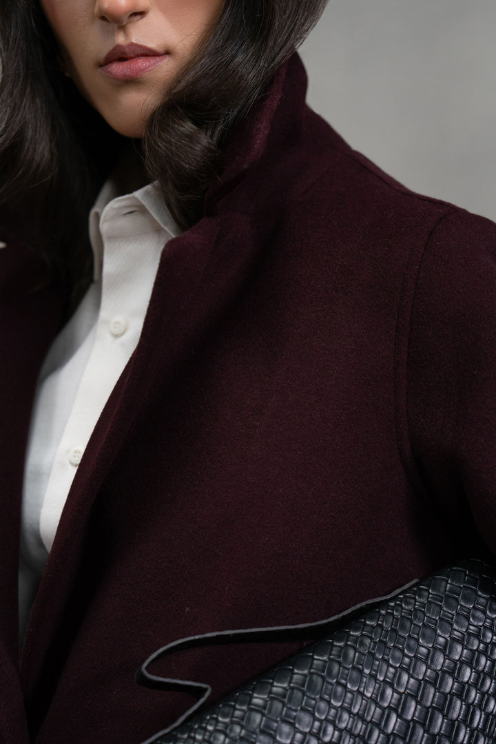 Burgundy Wool Long Coat