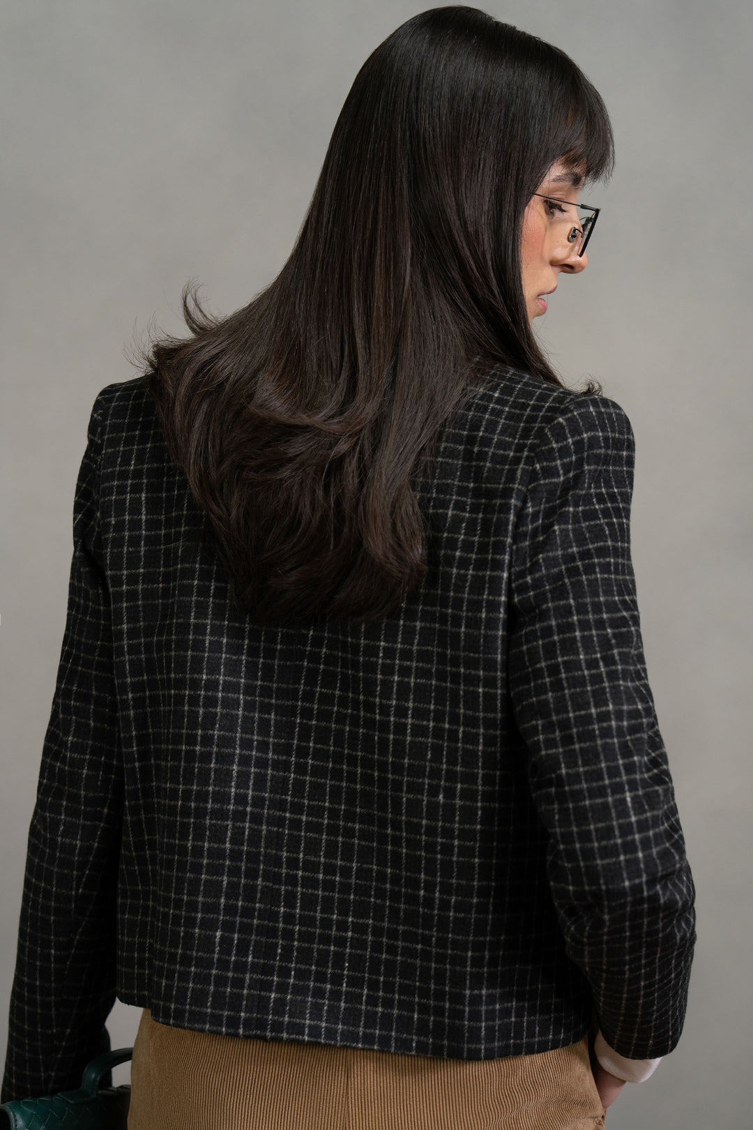 Black Cropped Tweed Jacket