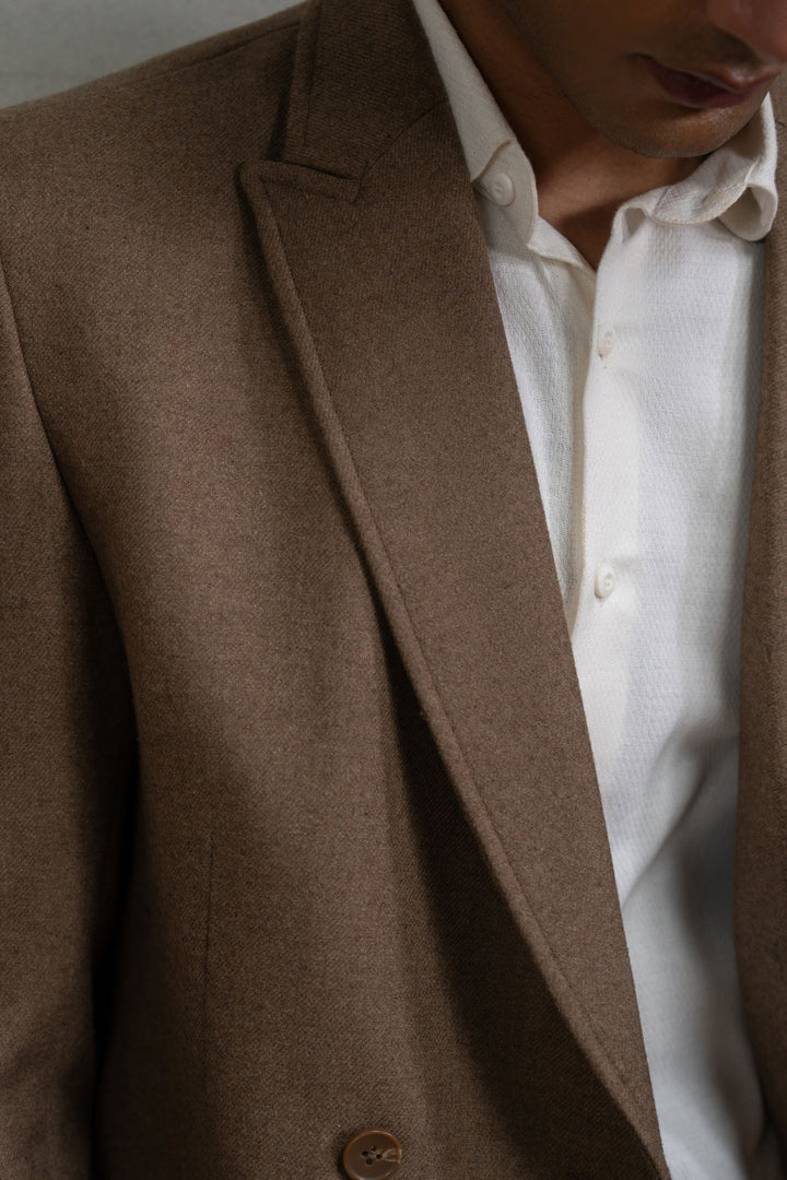 Brown Double Breasted Long Coat