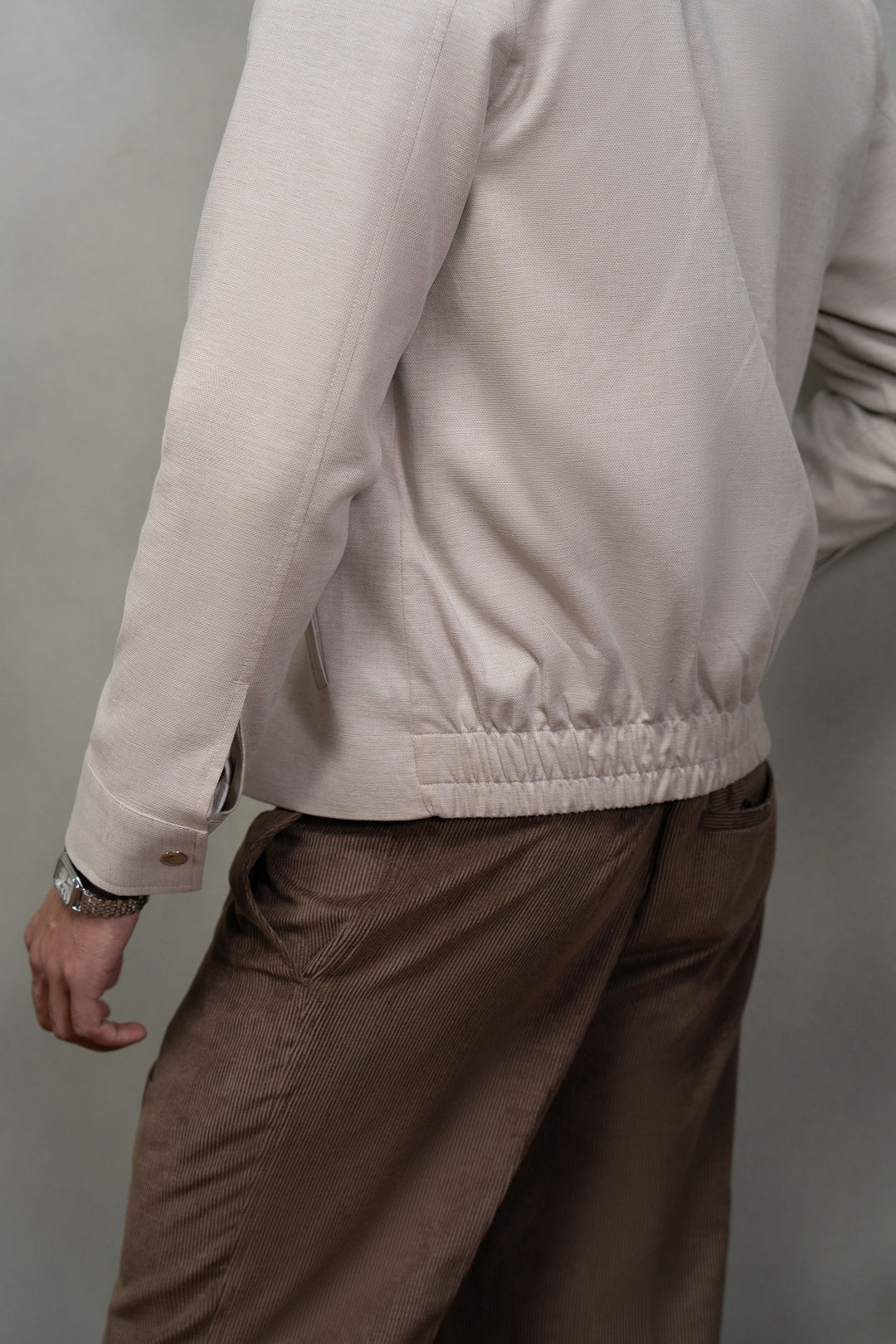 Beige Linen Textured Jacket