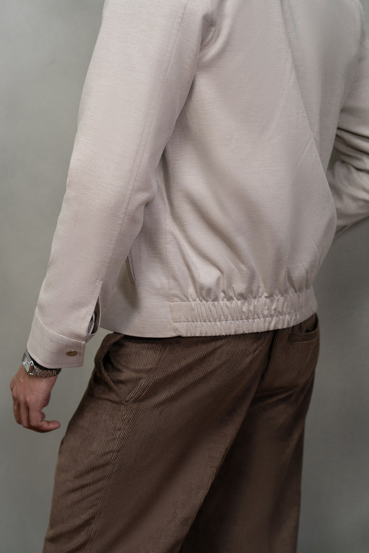 Beige Linen Textured Jacket