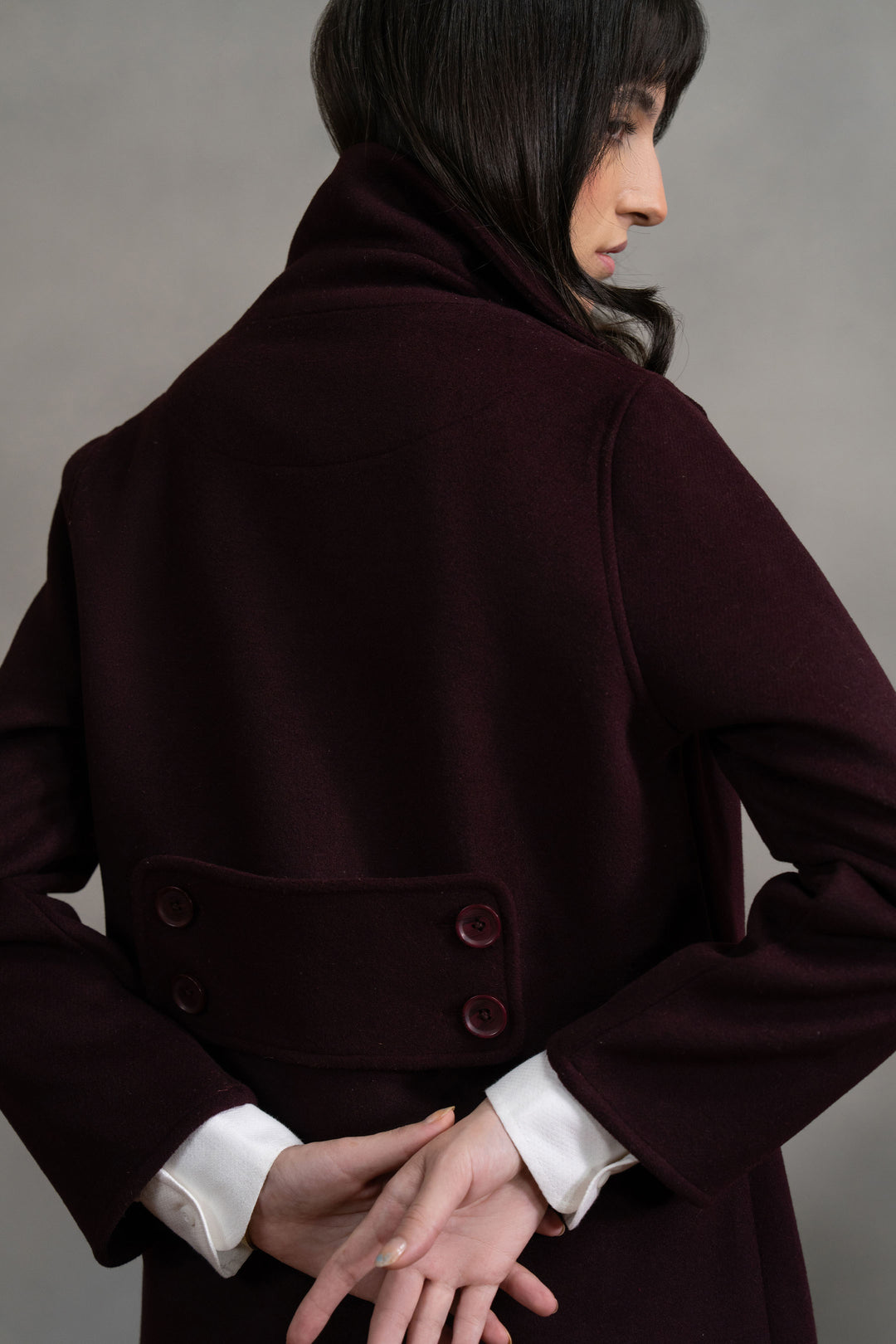 Burgundy Wool Long Coat