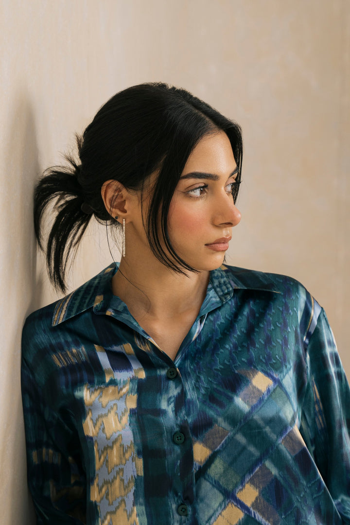Blue Multi Flowy Relaxed Fit Shirt