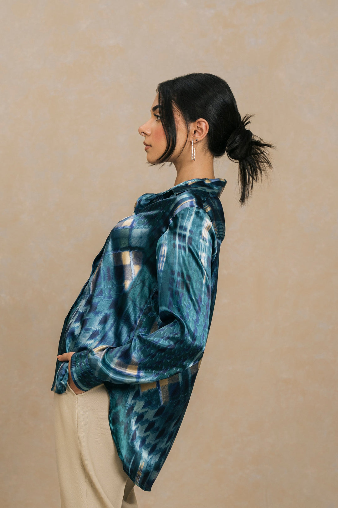 Blue Multi Flowy Relaxed Fit Shirt