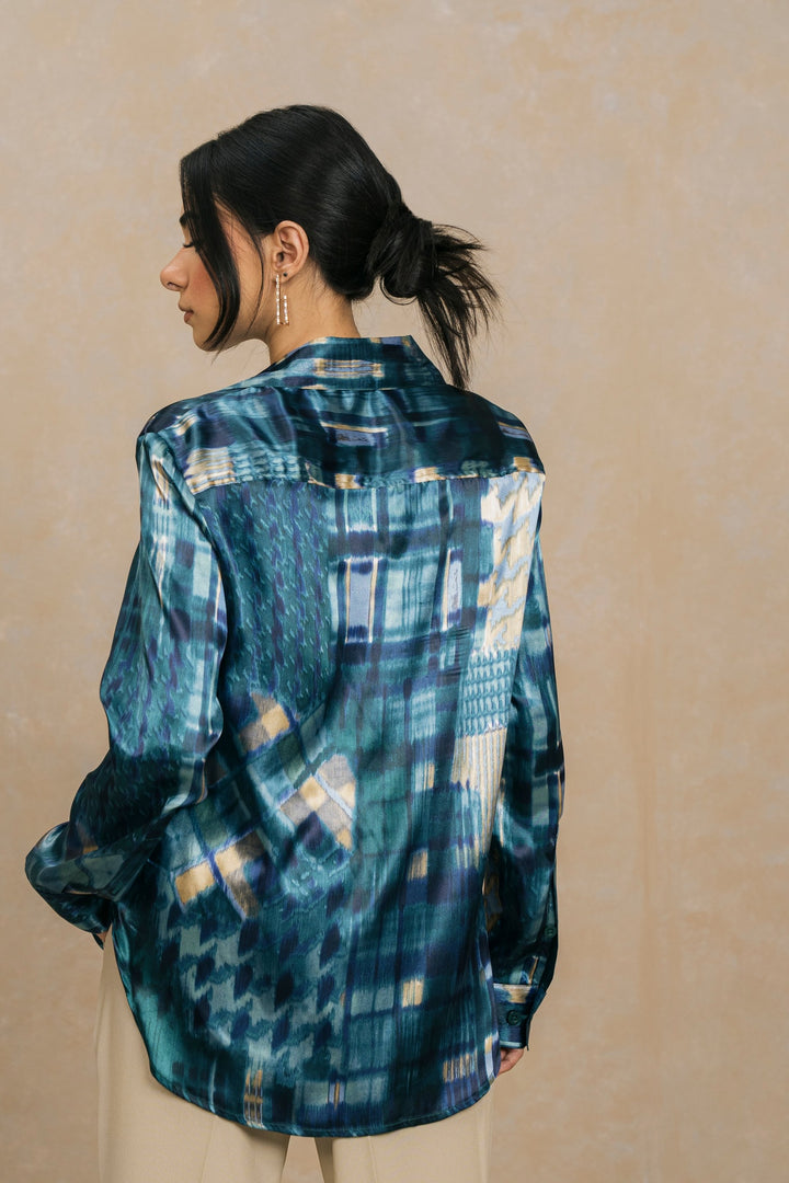 Blue Multi Flowy Relaxed Fit Shirt