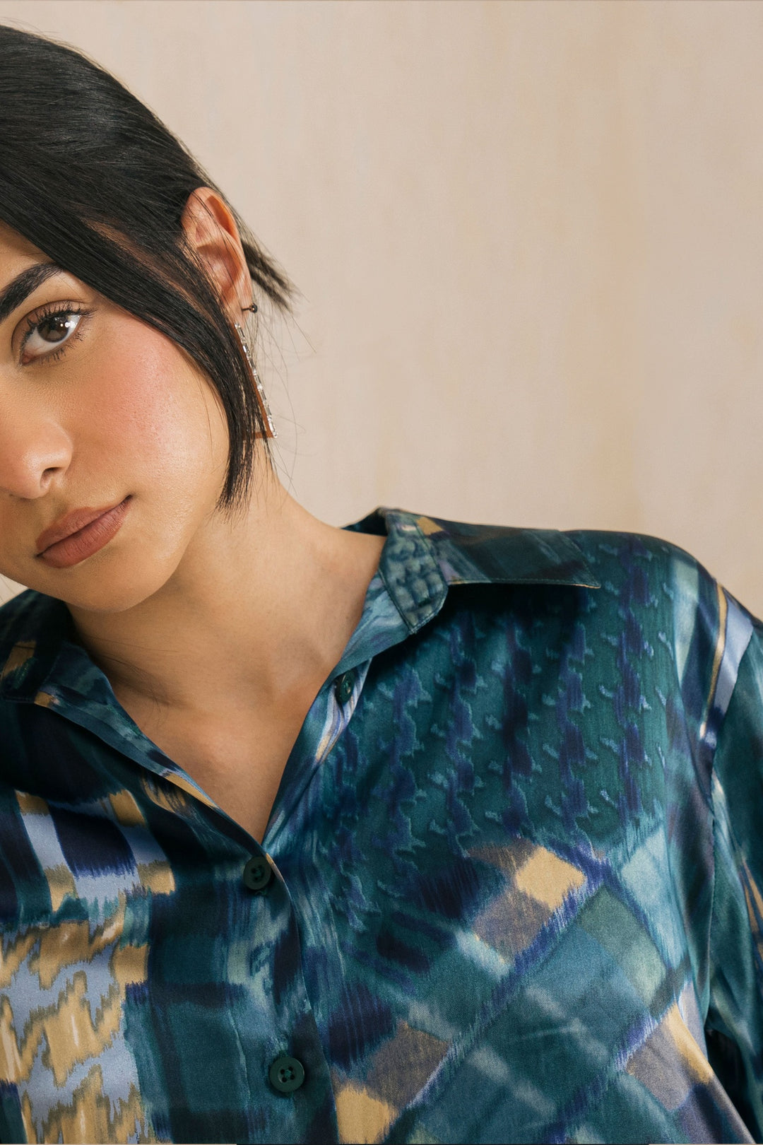 Blue Multi Flowy Relaxed Fit Shirt