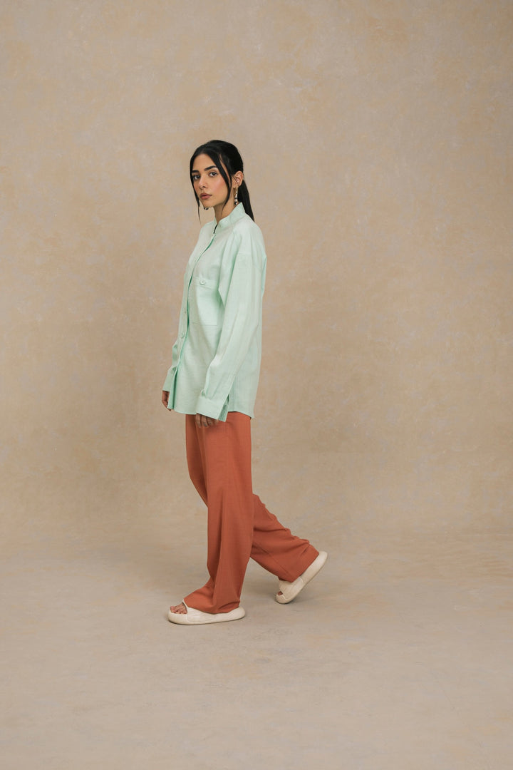 Mint Mandarin Collar Shirt