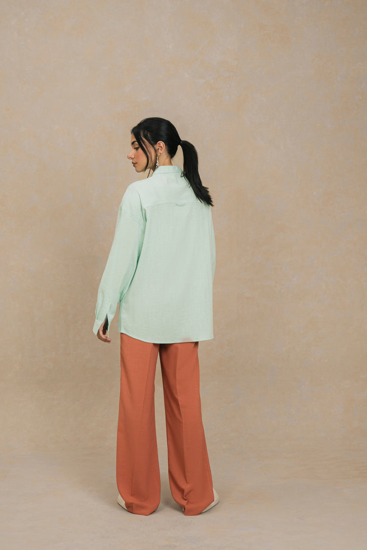 Mint Mandarin Collar Shirt