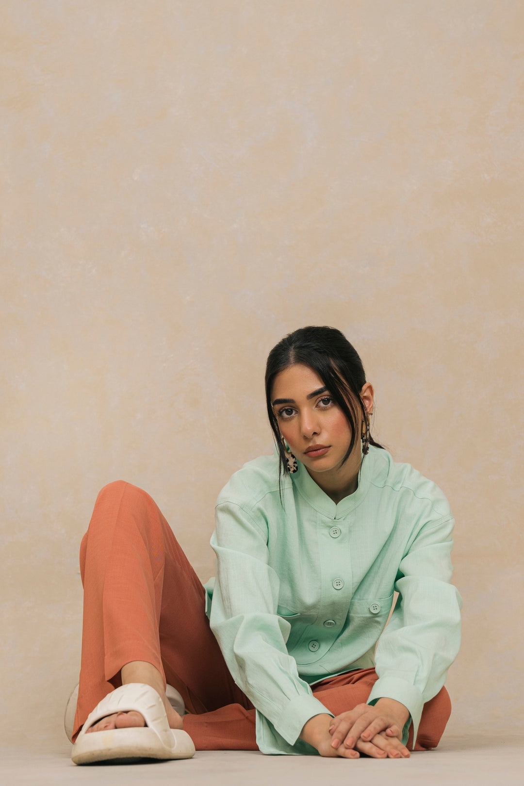 Mint Mandarin Collar Shirt