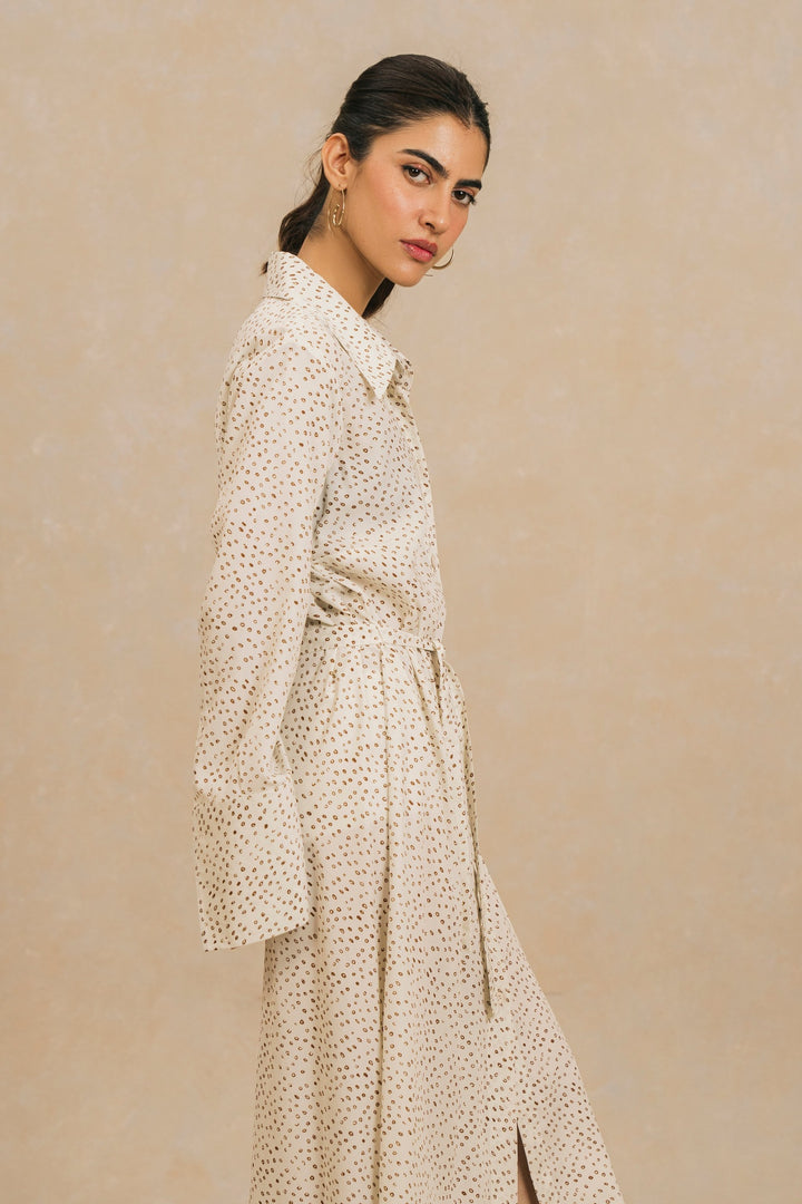 Off White Long Shirt Dress