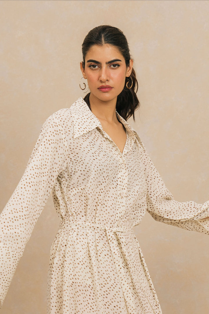Off White Long Shirt Dress