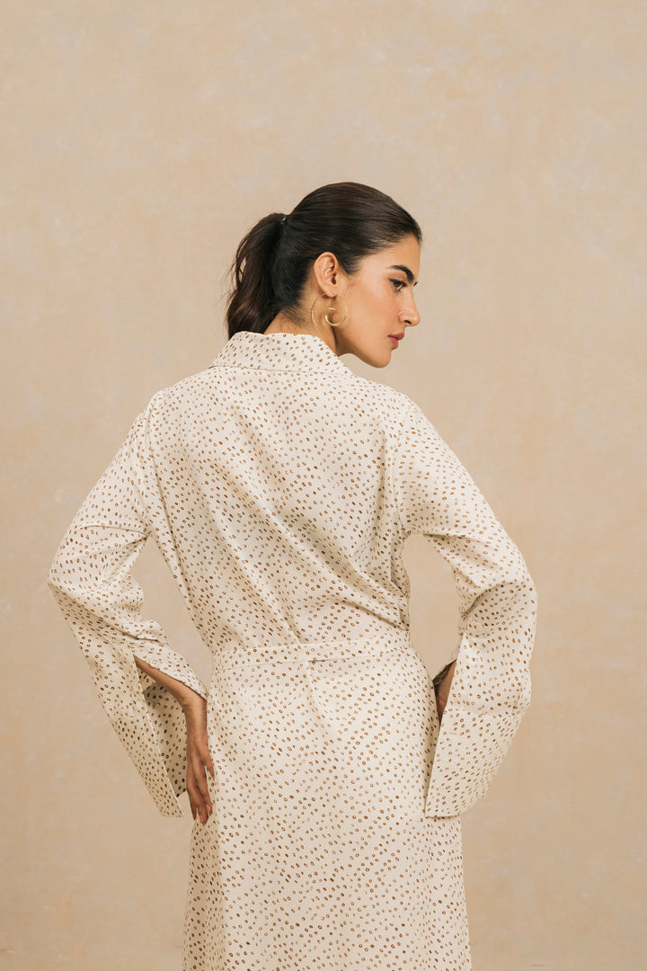 Off White Long Shirt Dress