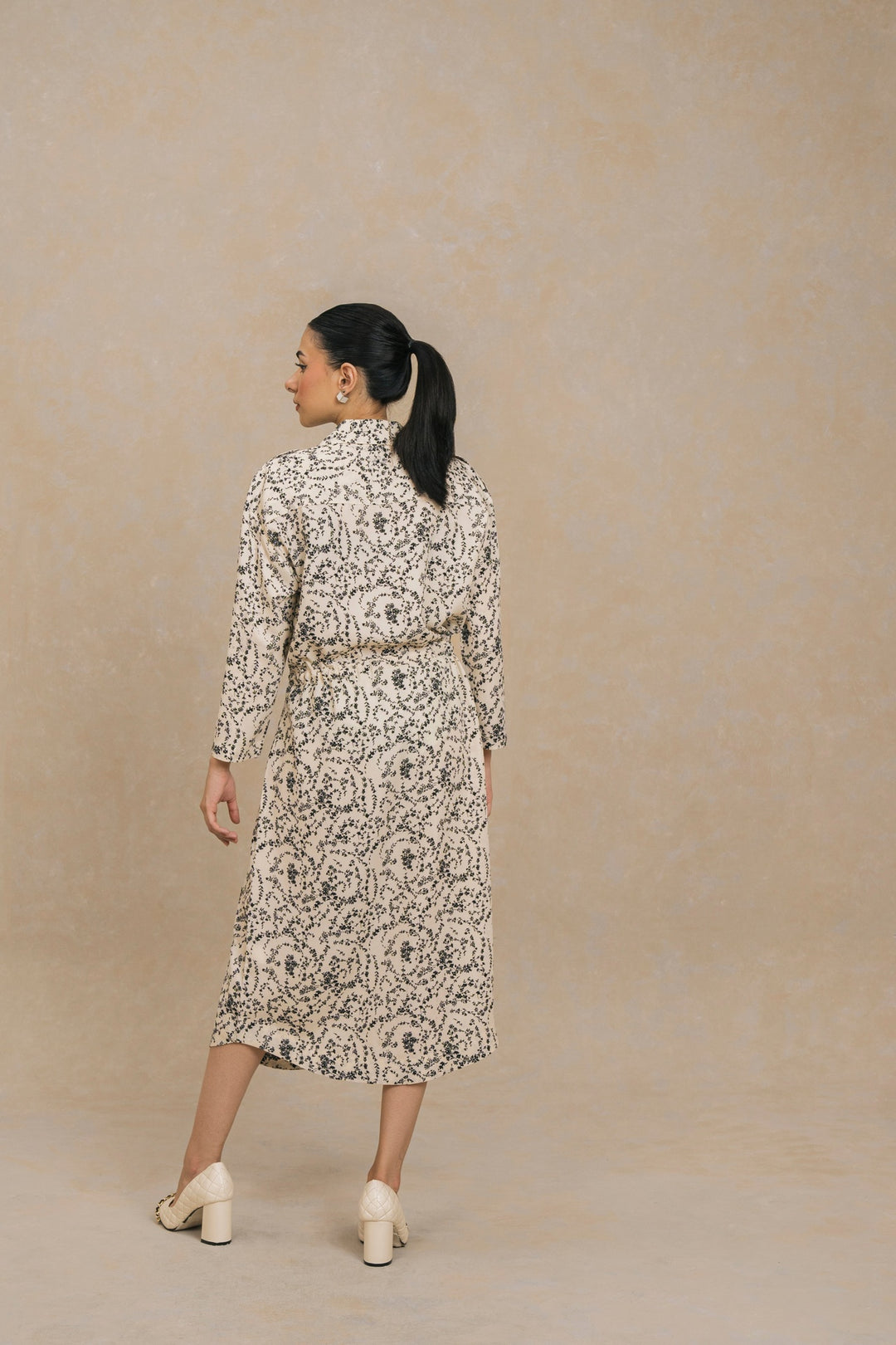 Cream Black Monochrome Long Length Shirt