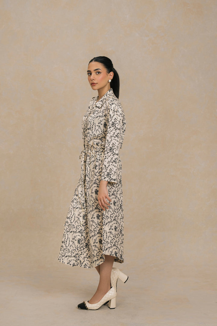 Cream Black Monochrome Long Length Shirt