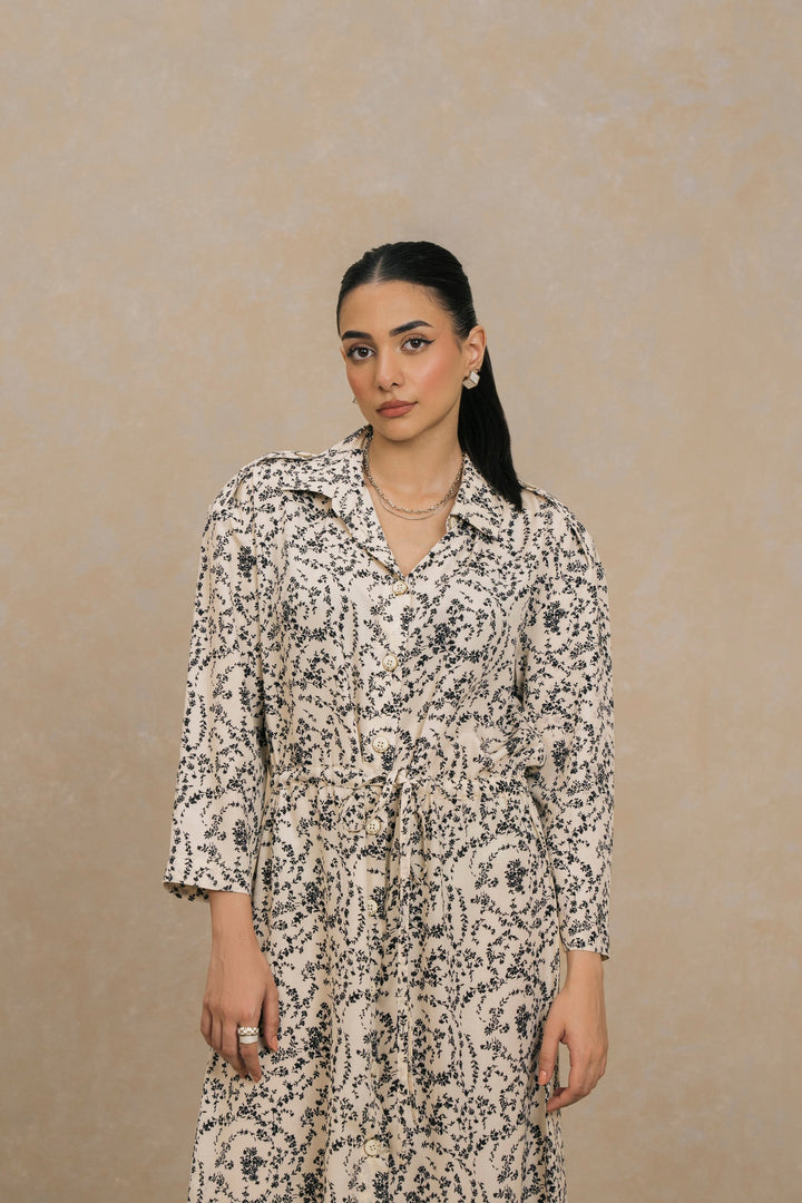 Cream Black Monochrome Long Length Shirt
