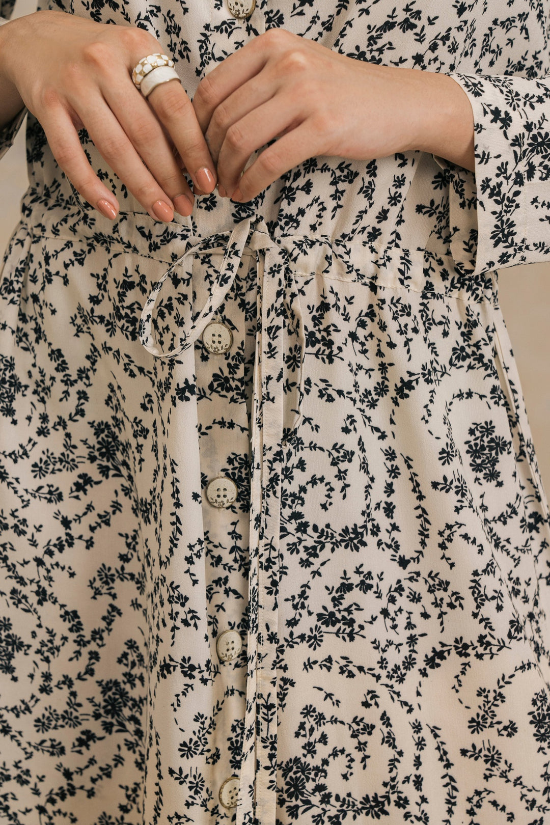Cream Black Monochrome Long Length Shirt