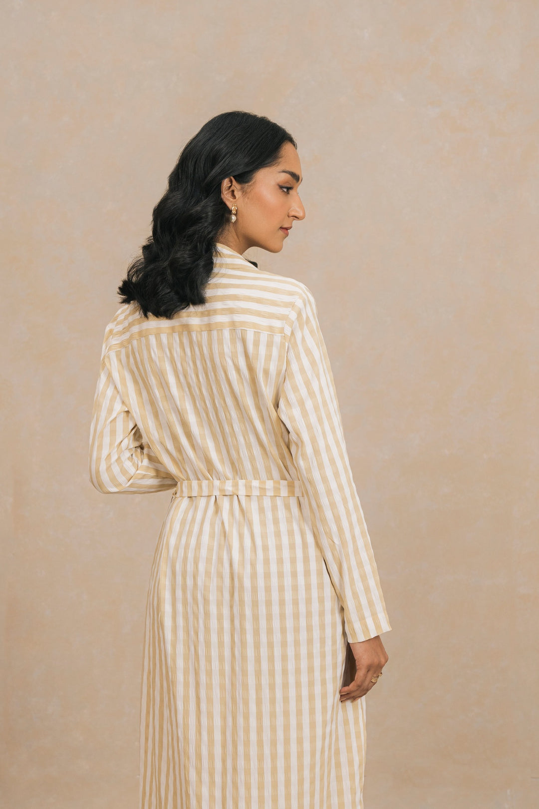 Yellow Striped Long Dress