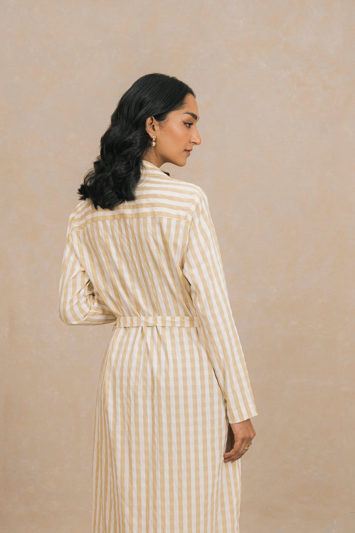 Yellow Striped Long Dress