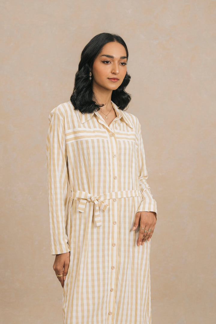 Yellow Striped Long Dress