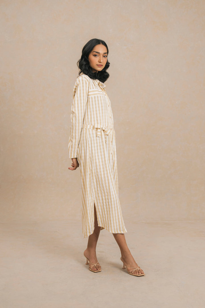 Yellow Striped Long Dress