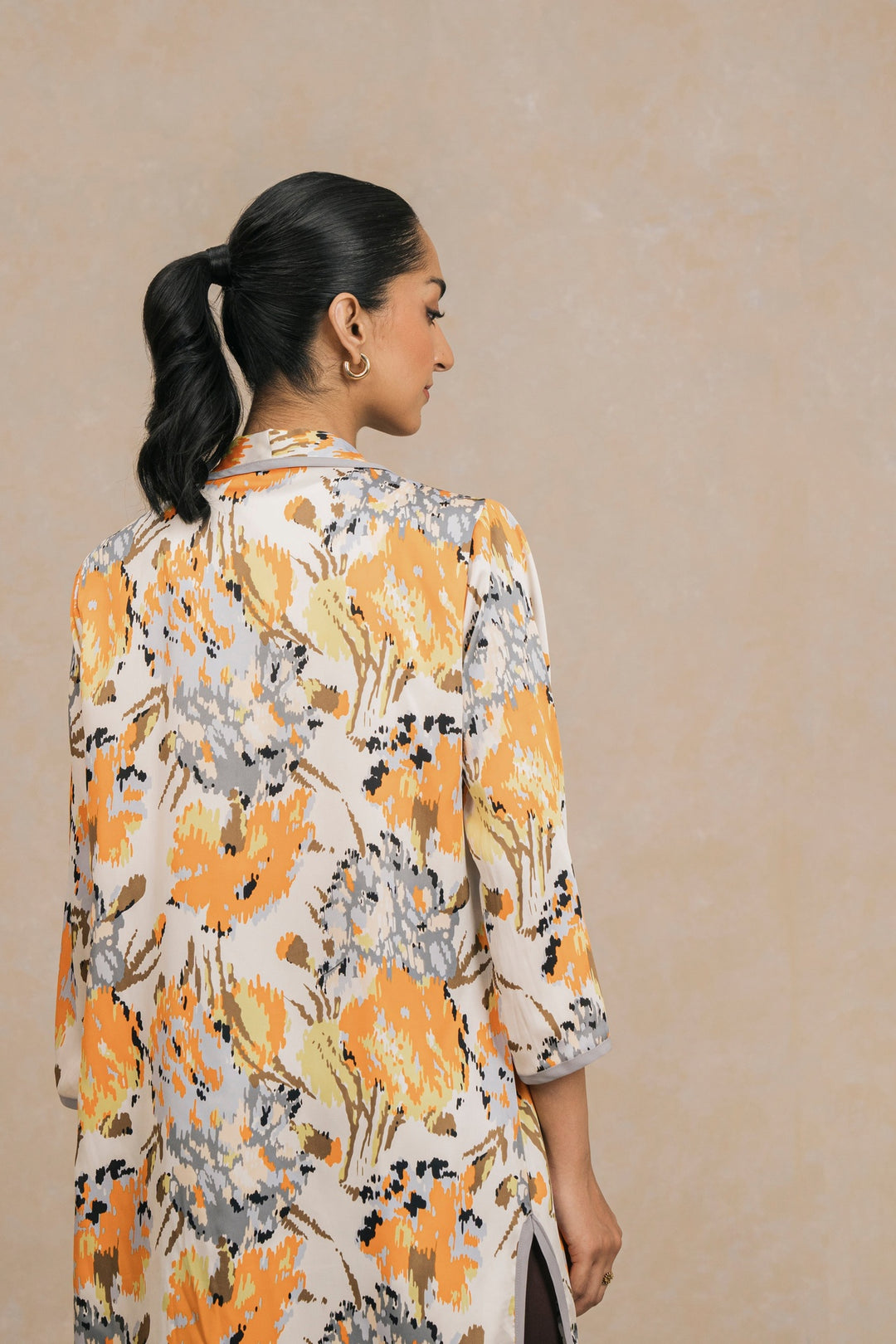 Orange Multi Printed Silk Shrug