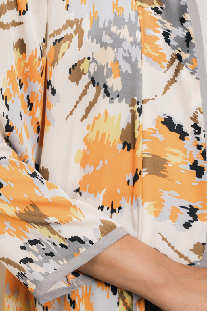 Orange Multi Printed Silk Shrug