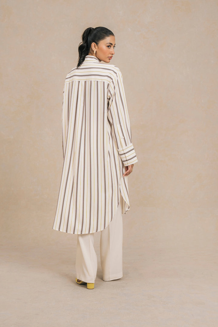 Multi Striped Knee Length Shirt