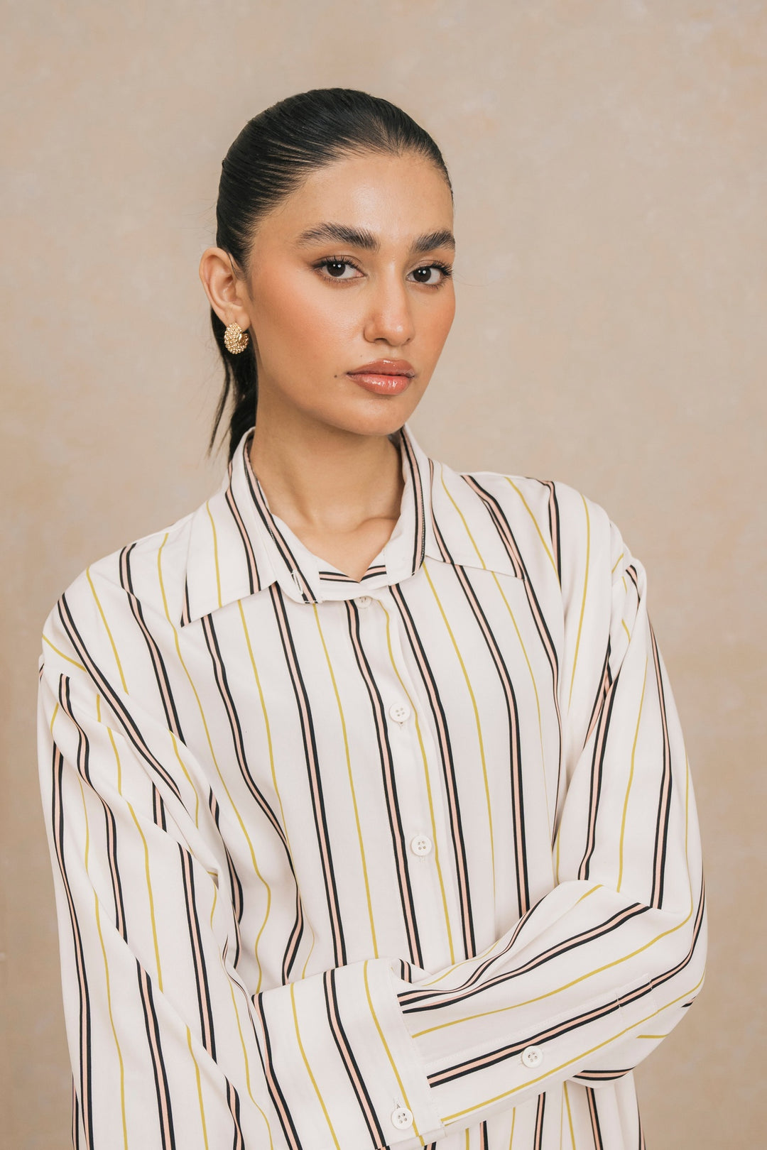 Multi Striped Knee Length Shirt
