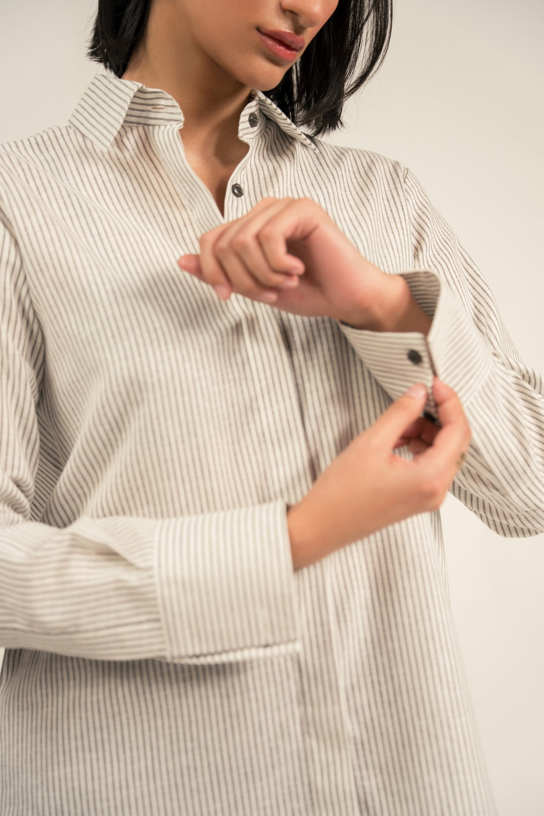 Brown Striped Linen Shirt