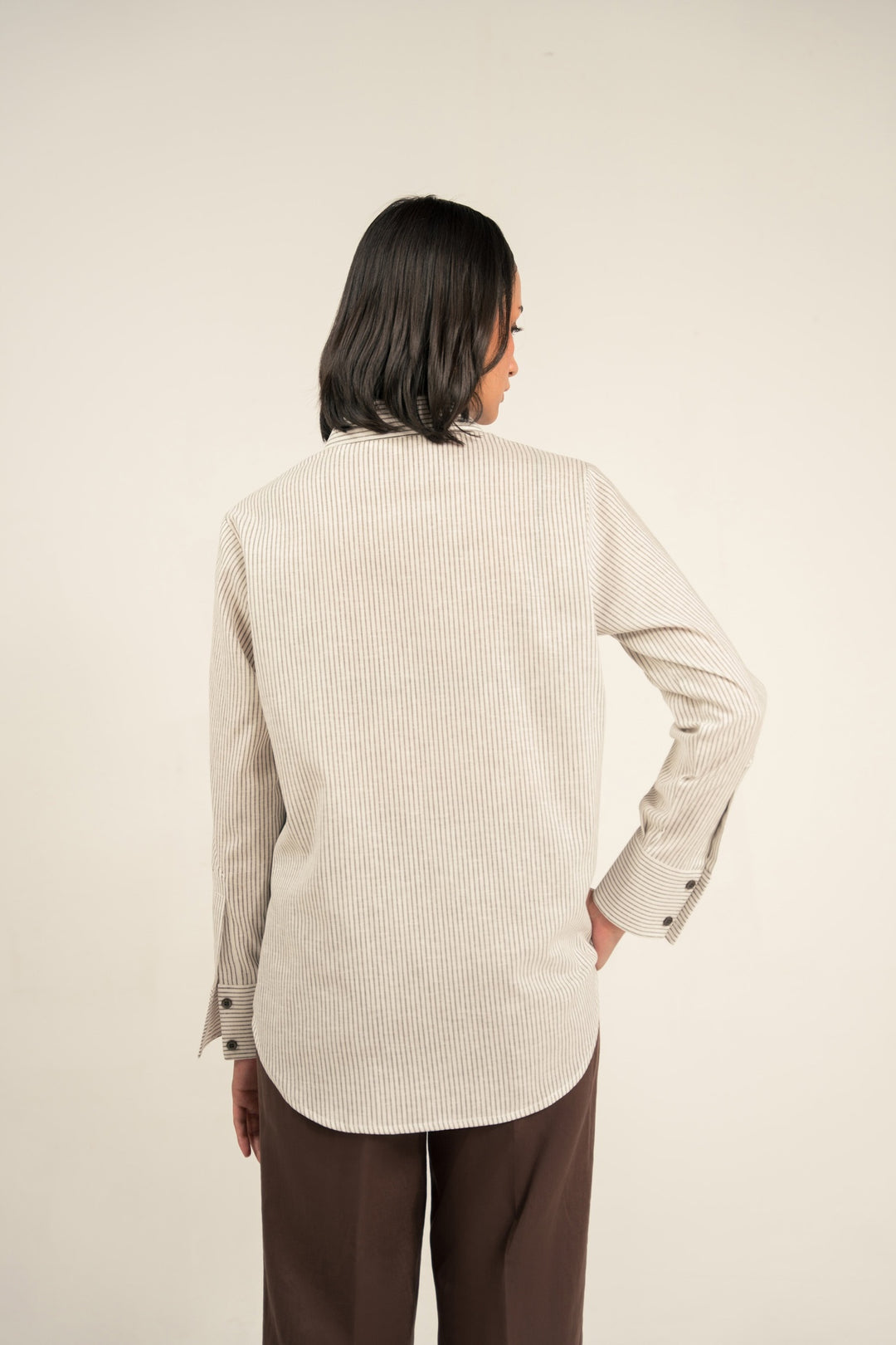 Brown Striped Linen Shirt