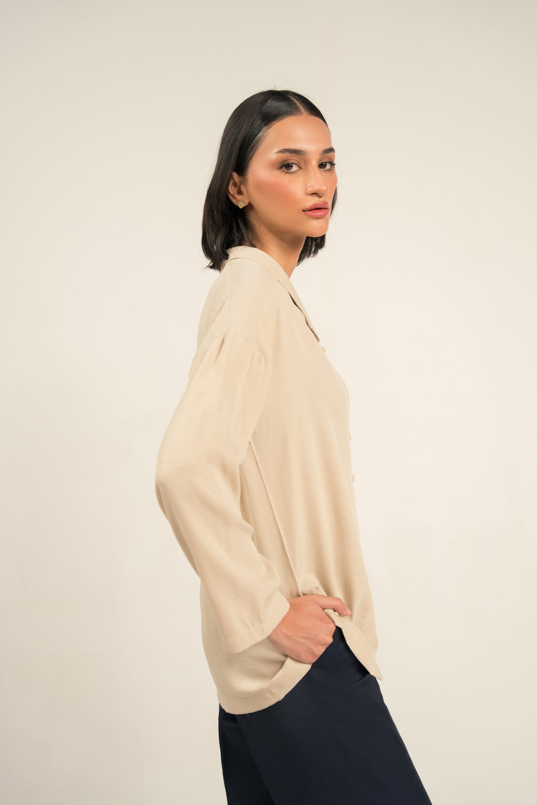 Cream Top With Loop Buttons