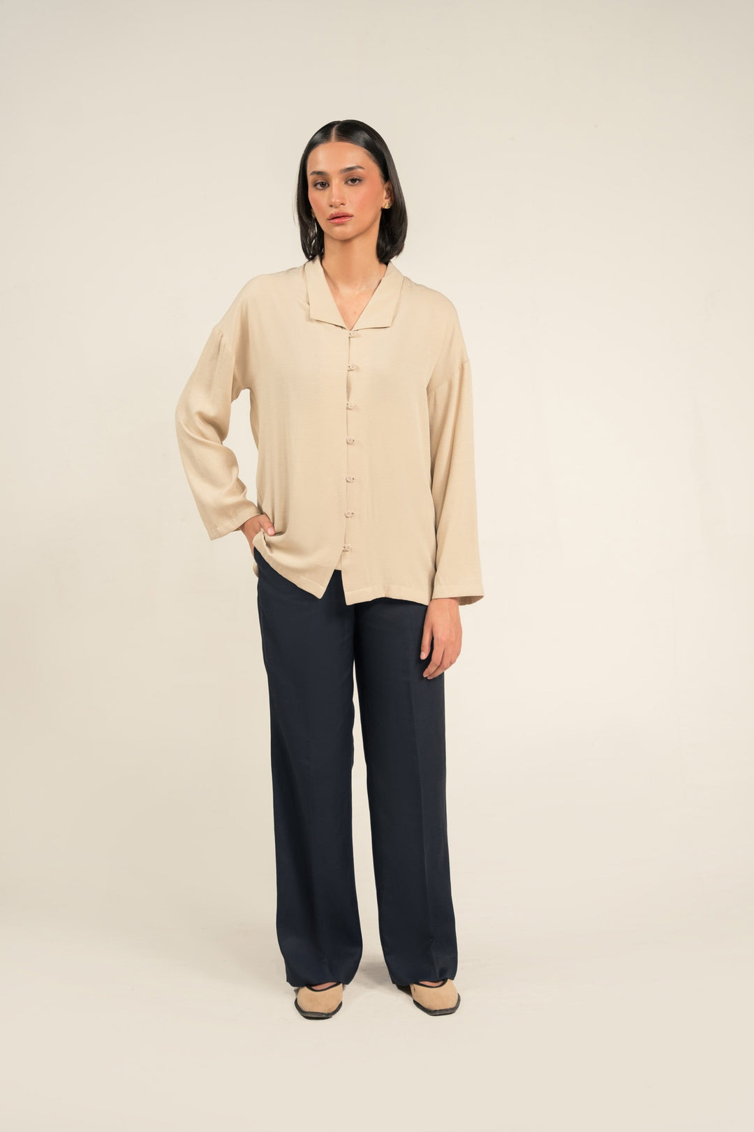 Cream Top With Loop Buttons