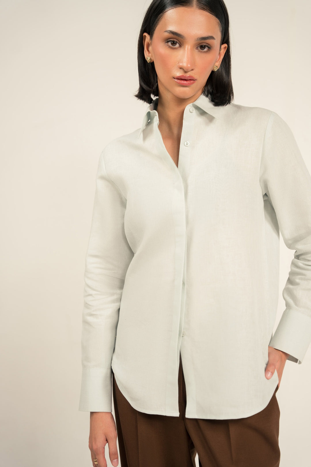 Ice Blue Linen Shirt