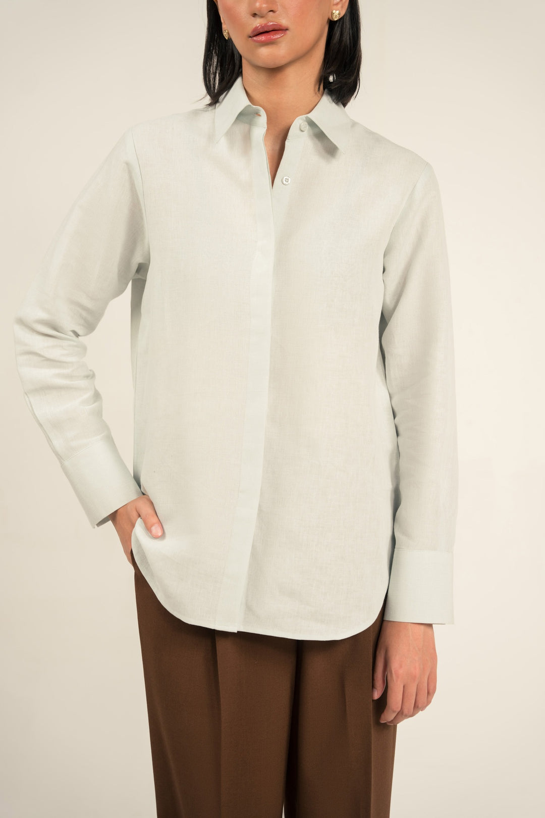 Ice Blue Linen Shirt
