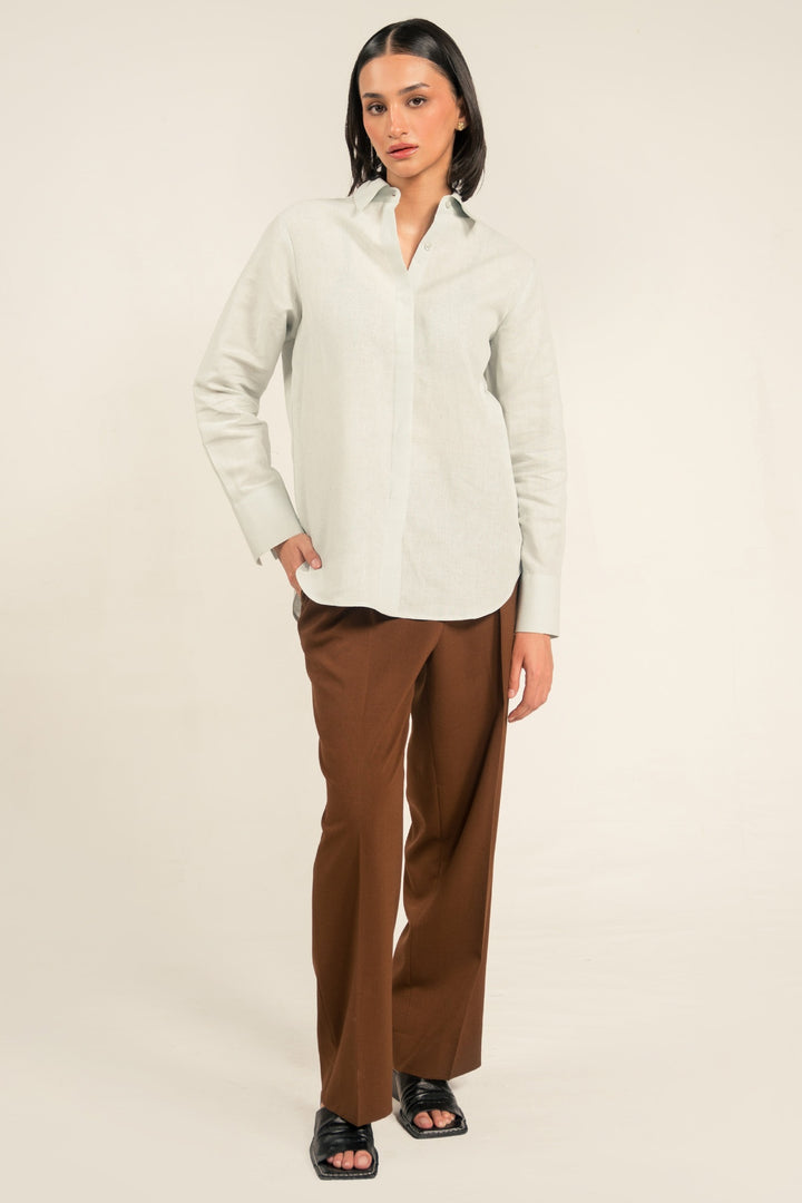 Ice Blue Linen Shirt