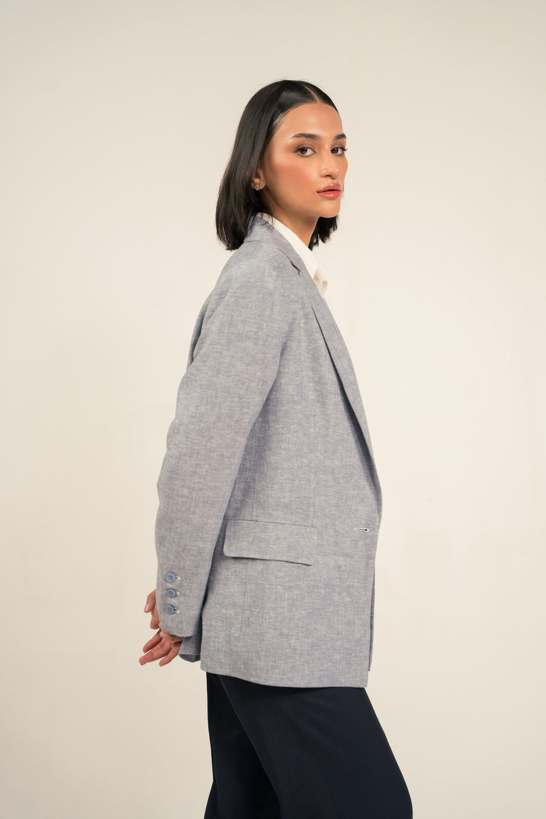 Sky Blue Linen Blazer