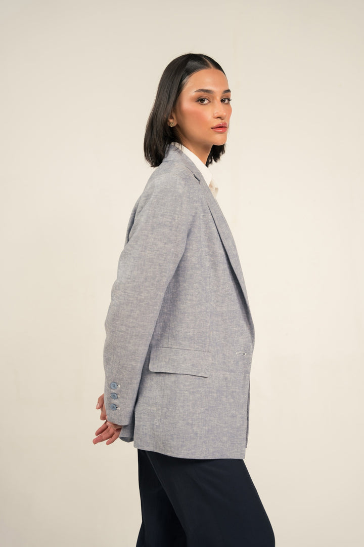 Sky Blue Linen Blazer
