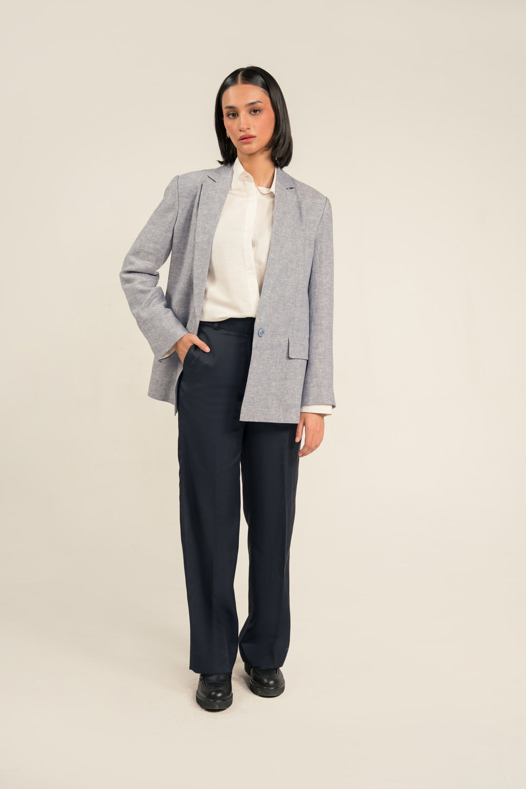 Sky Blue Linen Blazer