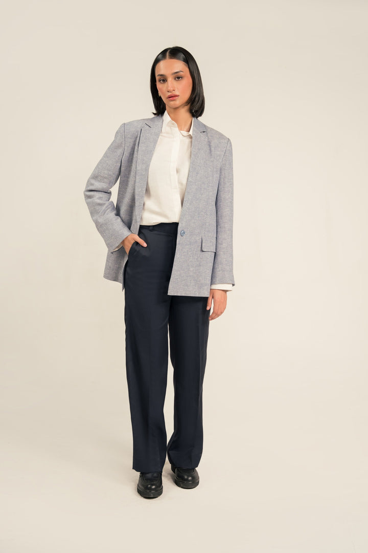 Sky Blue Linen Blazer