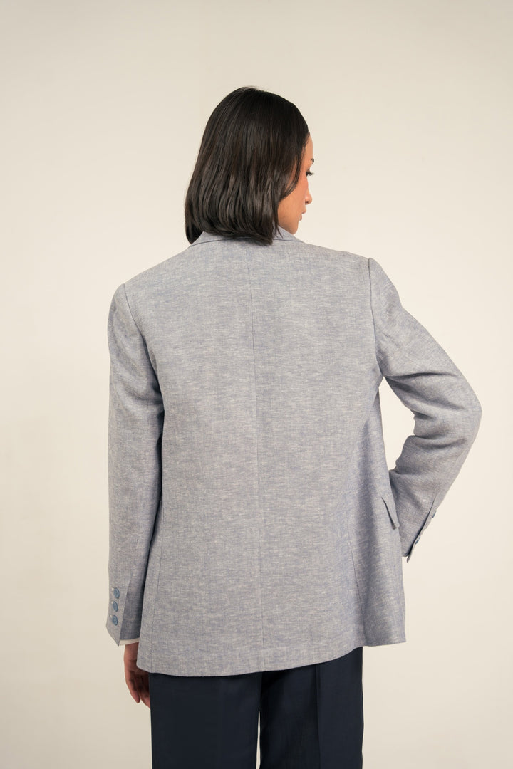 Sky Blue Linen Blazer